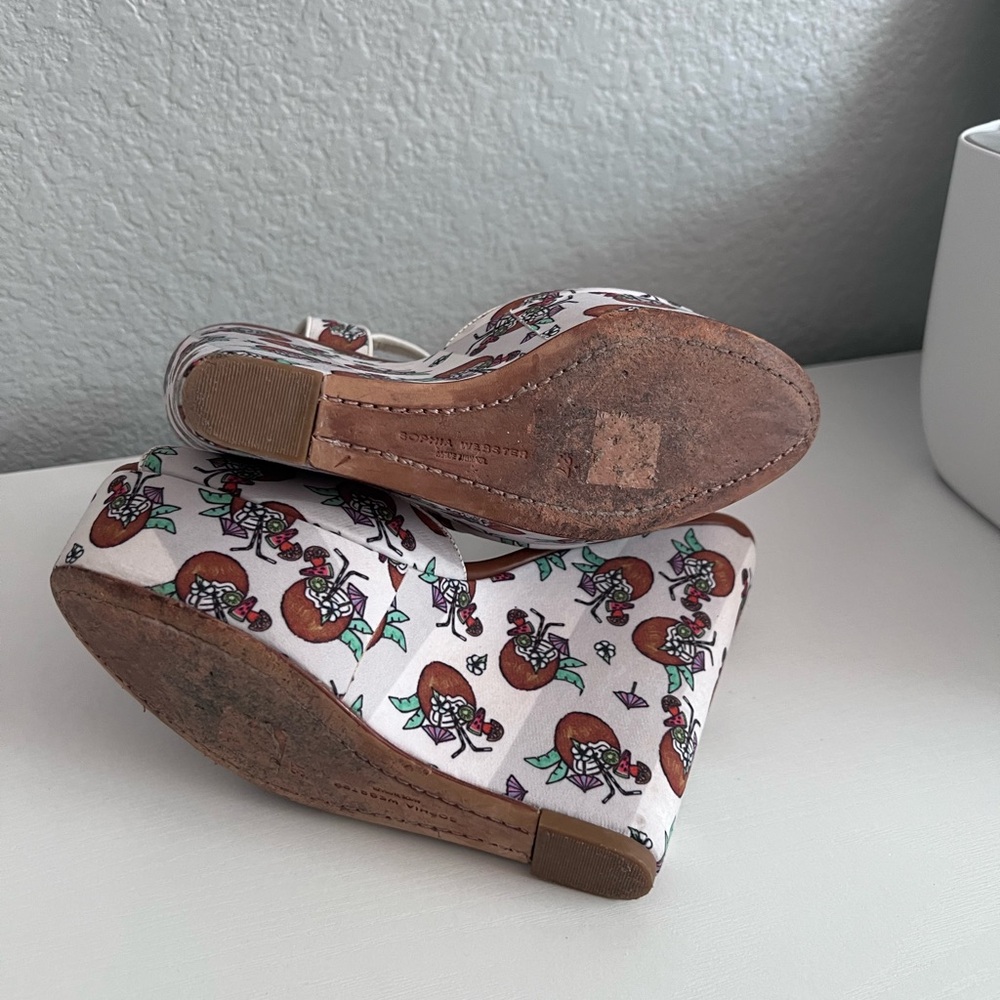 Sophia Webster Wedge Sandal SWSS16297 Pink Black Swirl Design size 37 / 6.5 - Picture 5 of 11